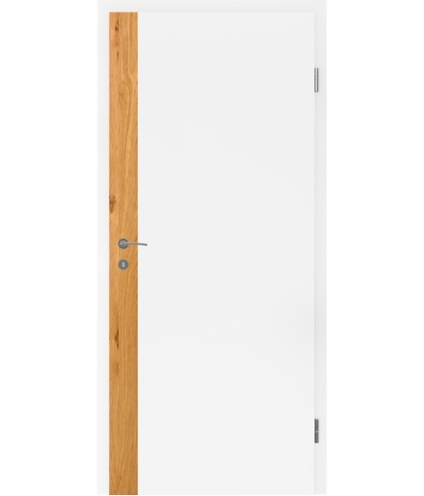 Belo pleskana notranja vrata s furniranimi vstavki BELLAline - F5R33L belo pleskano, vstavek hrast grča z utorom
